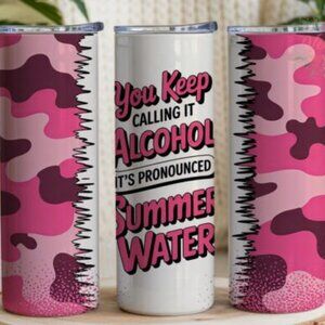 Summer Themed 20oz Sublimated Stainless Steel Tumbler with Lid & Straw